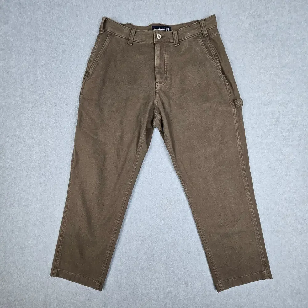 Abercrombie & Fitch Mens 32x28 Brown Canvas Loose Workwear Pants